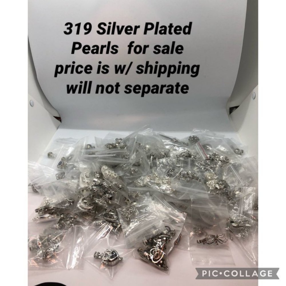 319 New Silver Plated Pearl Charms